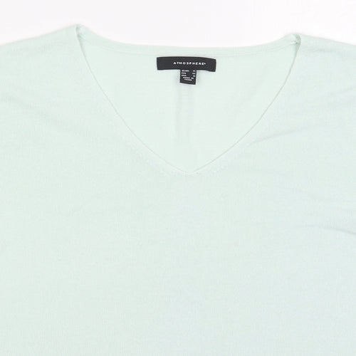 Atmosphere Womens Green V-Neck  Acrylic Pullover Jumper Size 14