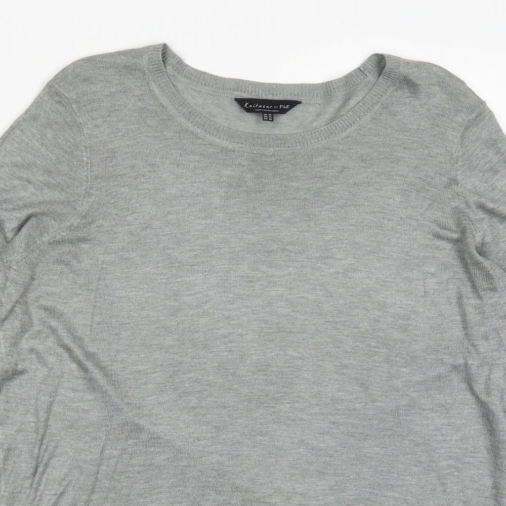 F&F Womens Grey Round Neck  Viscose Pullover Jumper Size 18