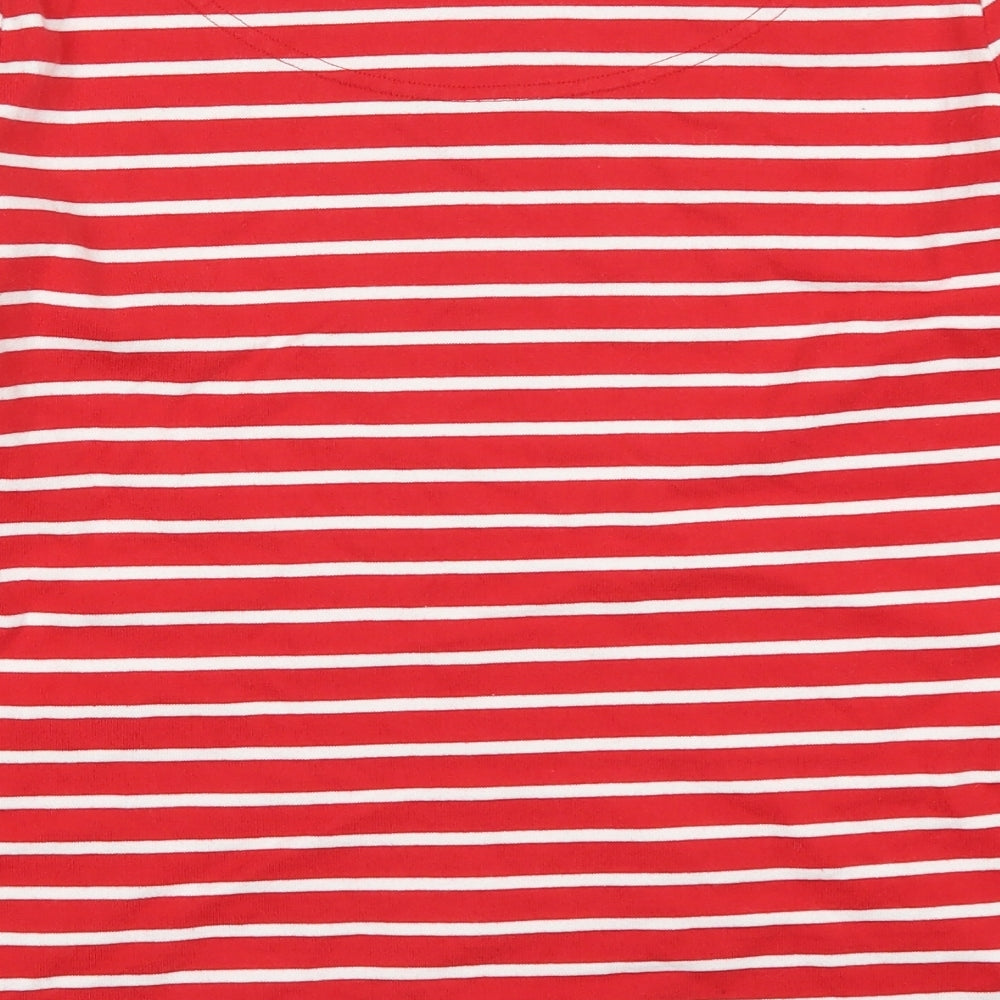 Joules Womens Red Striped Cotton Basic T-Shirt Size 14 Round Neck - Christmas Cracker