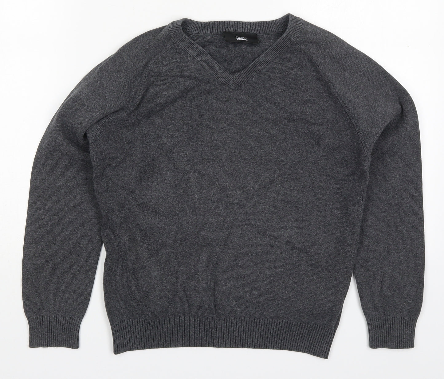 NEXT Boys Grey V-Neck  Cotton Pullover Jumper Size 9-10 Years  Pullover