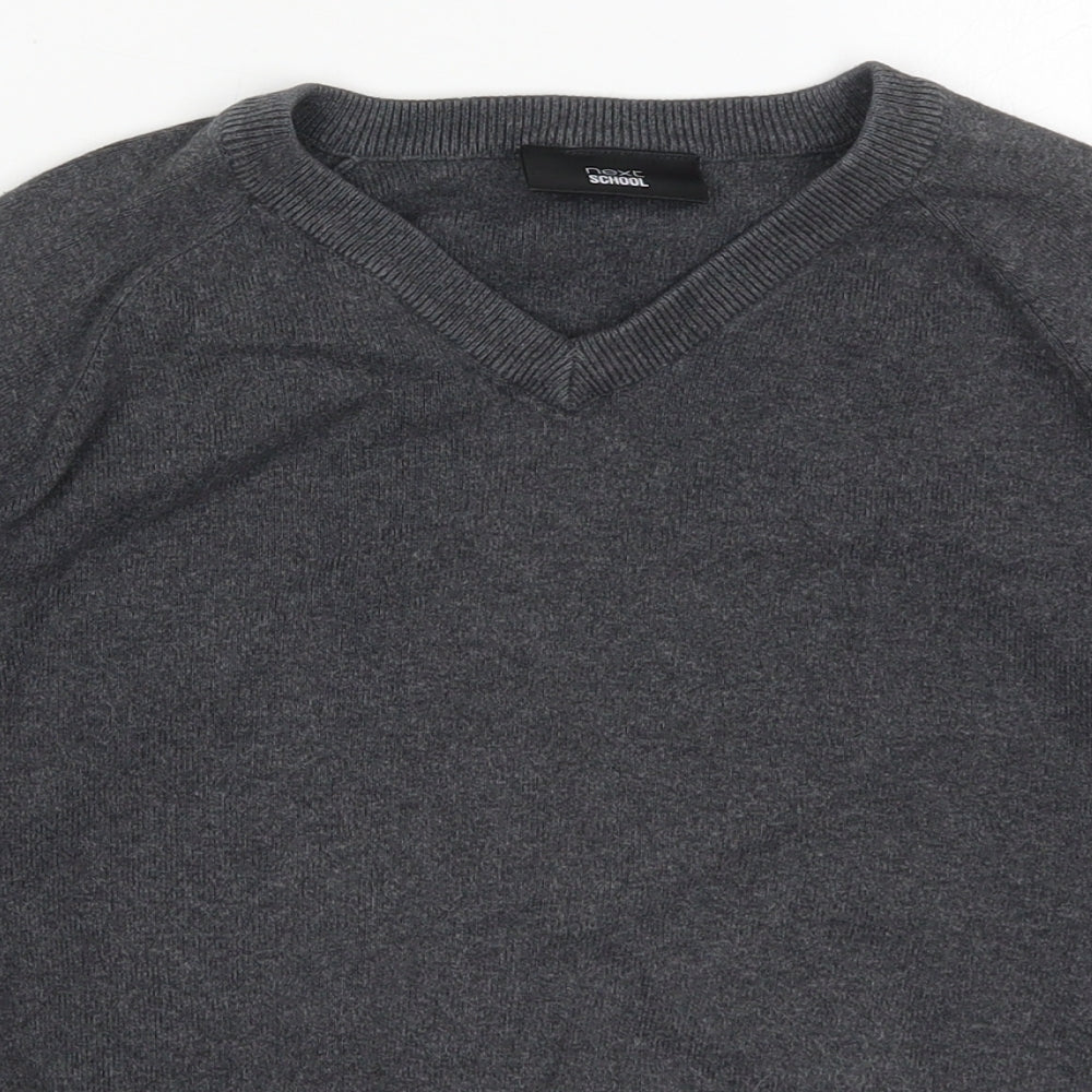 NEXT Boys Grey V-Neck  Cotton Pullover Jumper Size 9-10 Years  Pullover