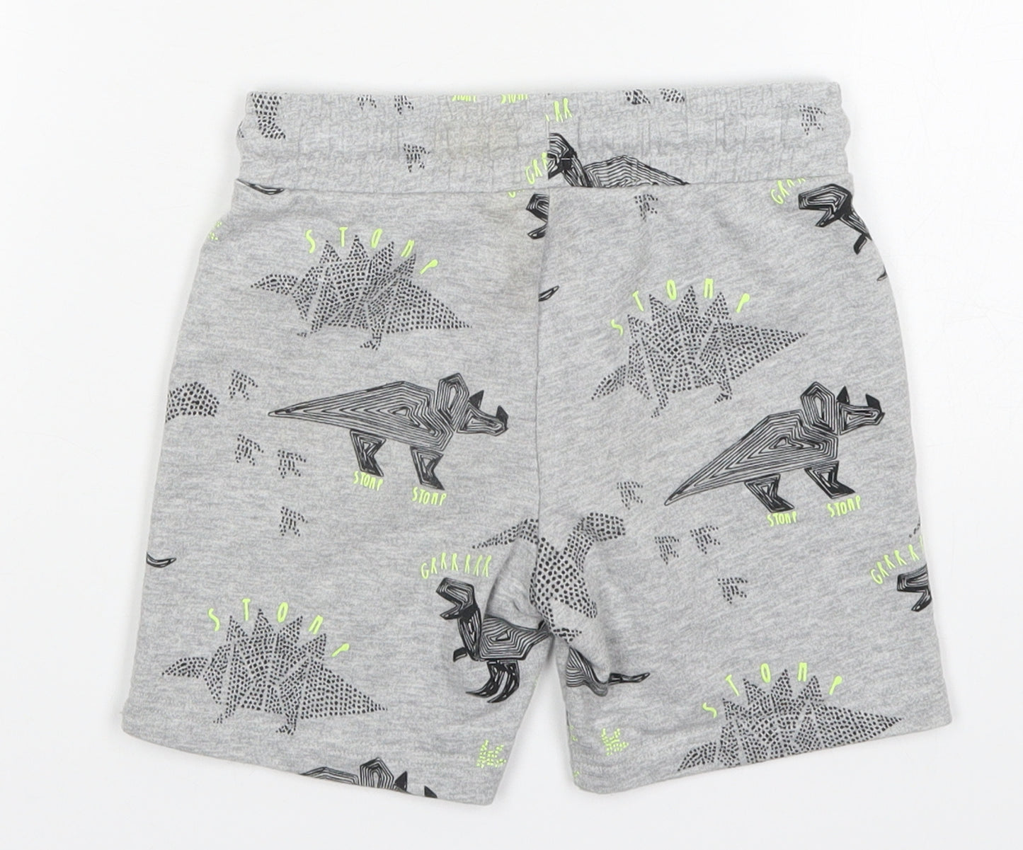 F&F Boys Grey  Cotton Sweat Shorts Size 3-4 Years  Regular Drawstring - Dinosaurs
