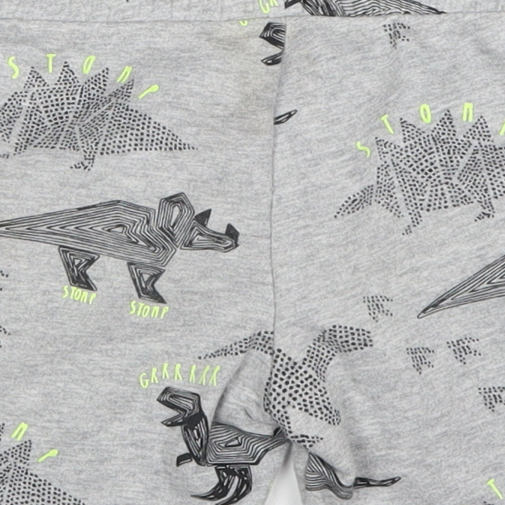 F&F Boys Grey  Cotton Sweat Shorts Size 3-4 Years  Regular Drawstring - Dinosaurs