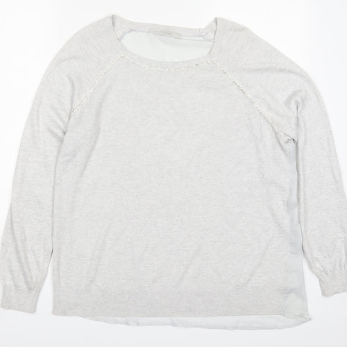 George Womens Grey Round Neck  Polyester Pullover Jumper Size 16