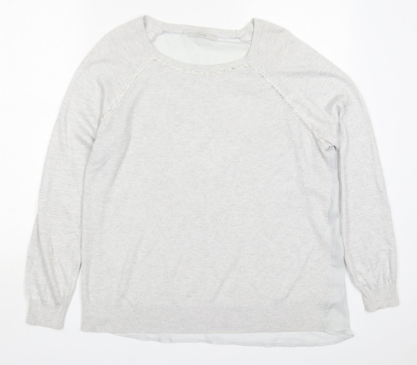 George Womens Grey Round Neck  Polyester Pullover Jumper Size 16