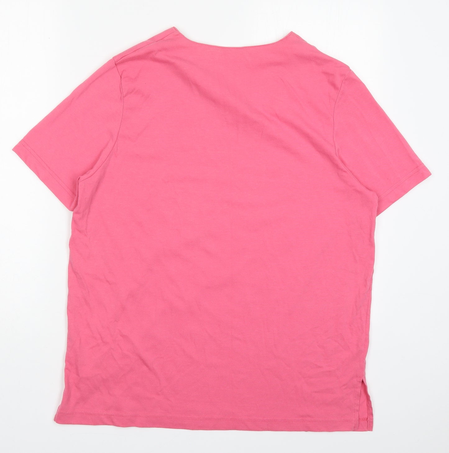 Classics Womens Pink  Polyester Basic T-Shirt Size 16 V-Neck