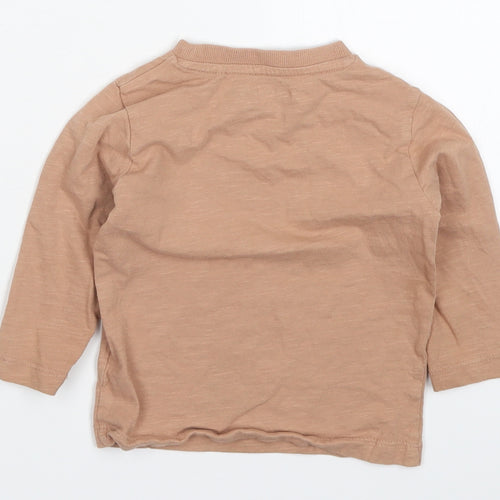 NEXT Baby Brown  Cotton Basic T-Shirt Size 9-12 Months Crew Neck Pullover - Bear Hedgehog Don't Forget to Stretch