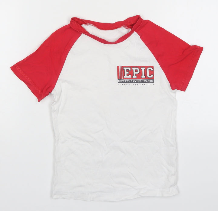 George Boys Red  Cotton Basic T-Shirt Size 5-6 Years Crew Neck Pullover - Epic Esports Gaming