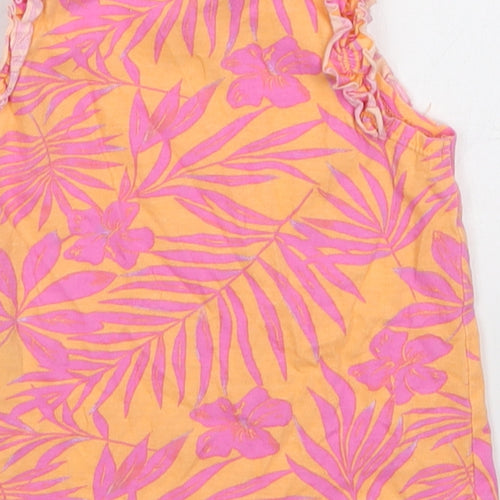 H&M Girls Pink Floral Cotton Basic Tank Size 18-24 Months Round Neck Pullover - Orange
