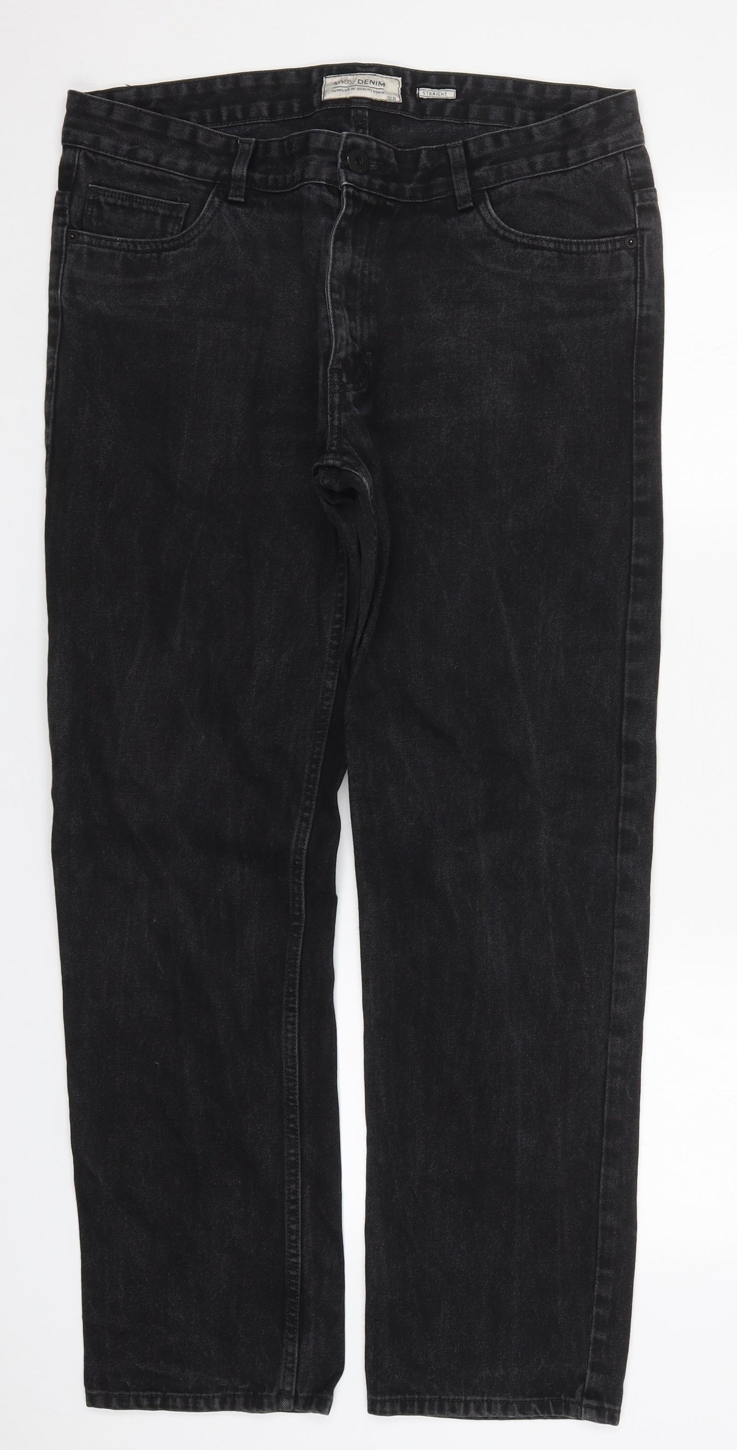 Matalan Mens Black  Cotton Straight Jeans Size 36 L32 in Regular Button