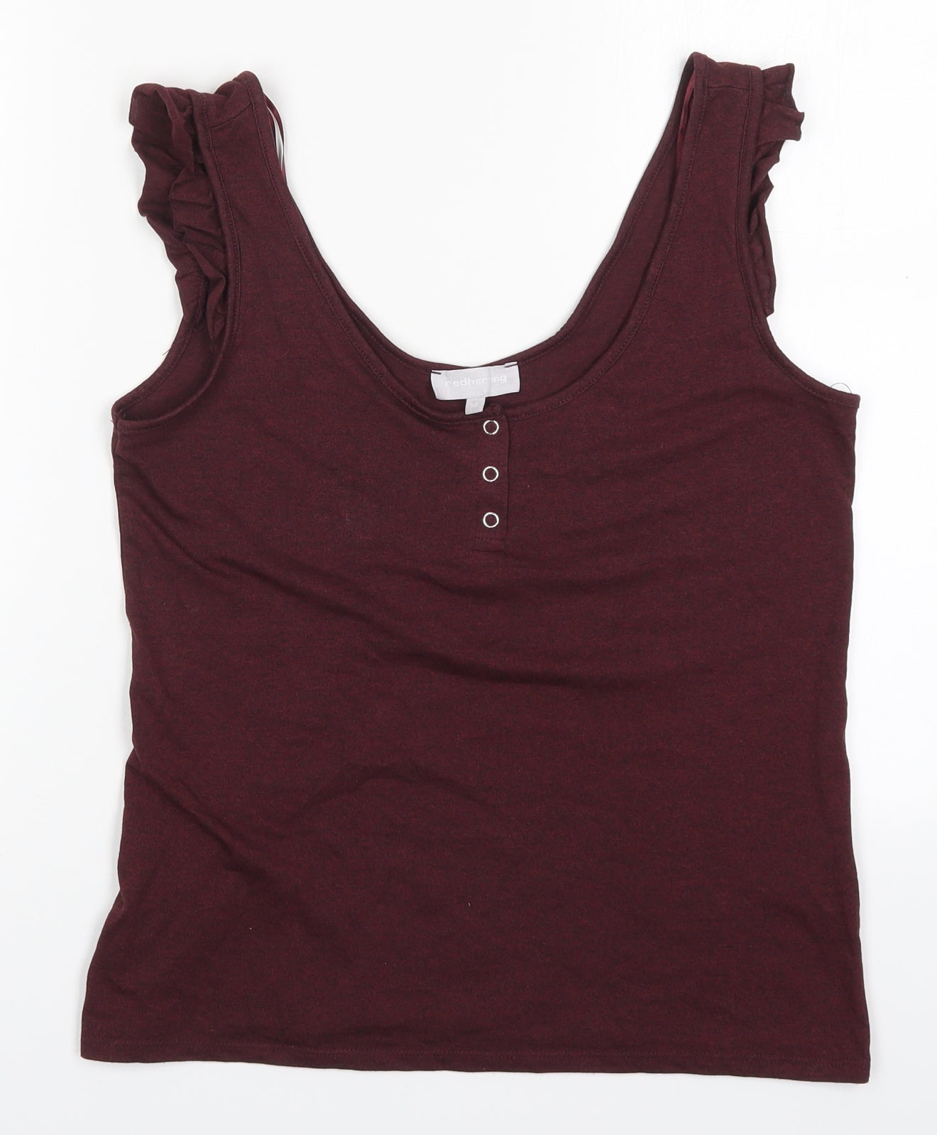 Red Herrind Womens Red  Cotton Basic Tank Size 12 Scoop Neck - Burgundy