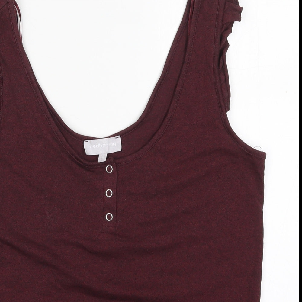 Red Herrind Womens Red  Cotton Basic Tank Size 12 Scoop Neck - Burgundy