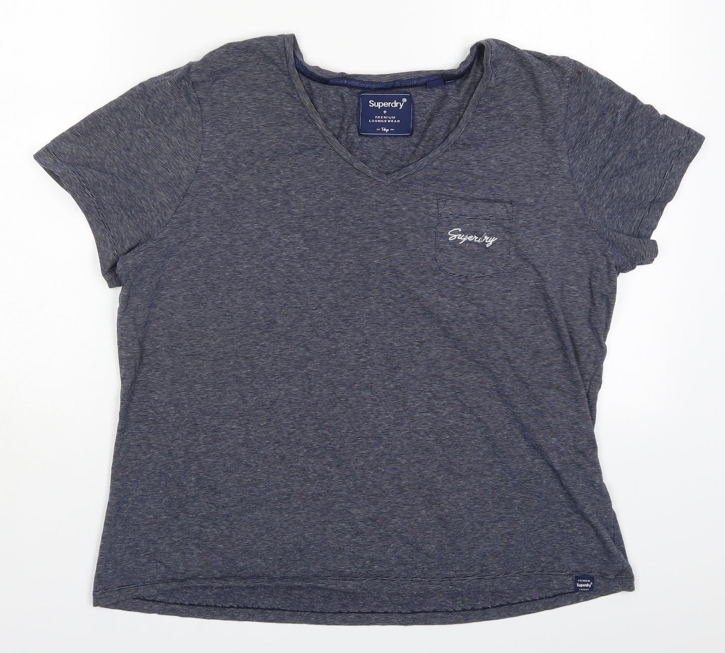 Superdry Mens Blue  Cotton  T-Shirt Size M V-Neck