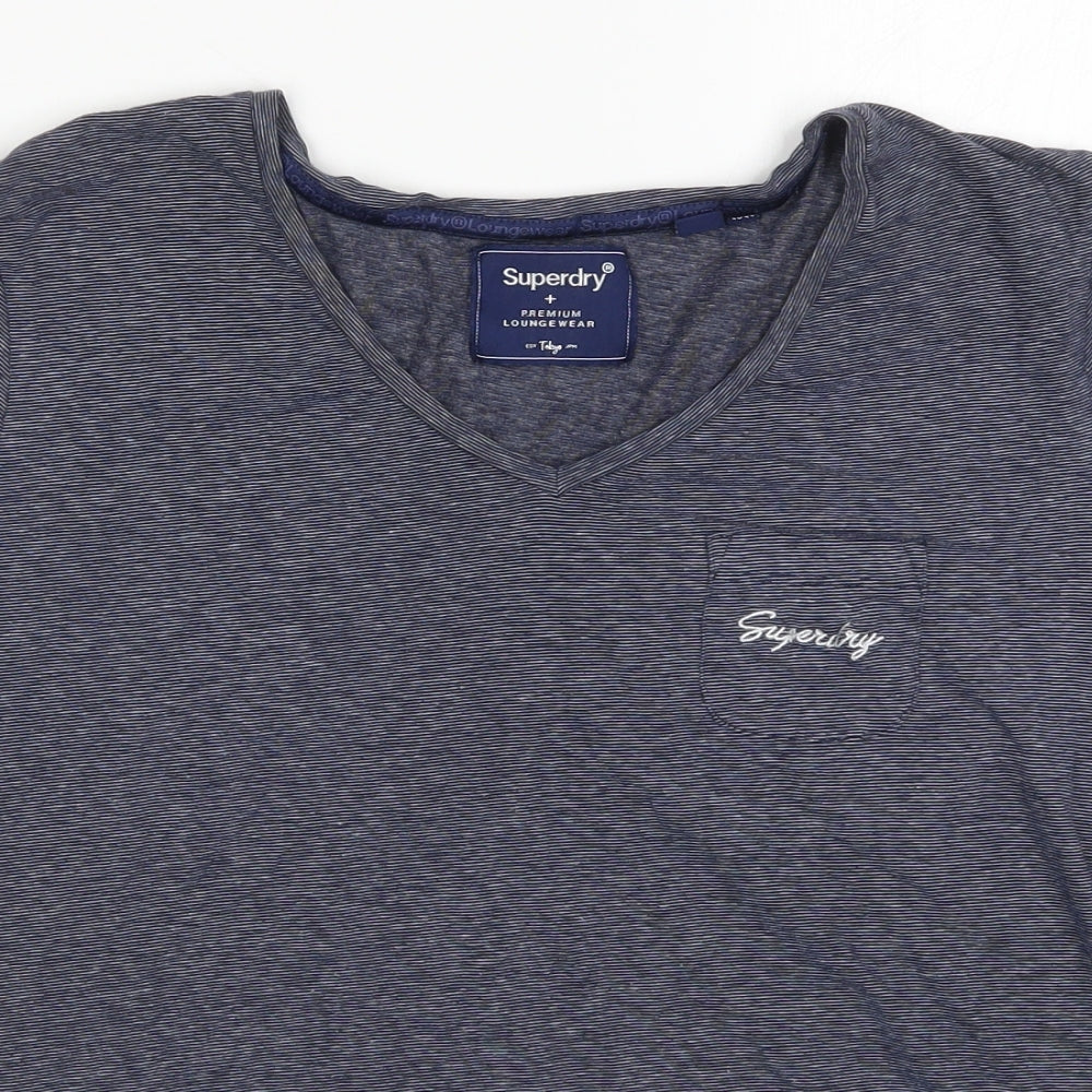 Superdry Mens Blue  Cotton  T-Shirt Size M V-Neck