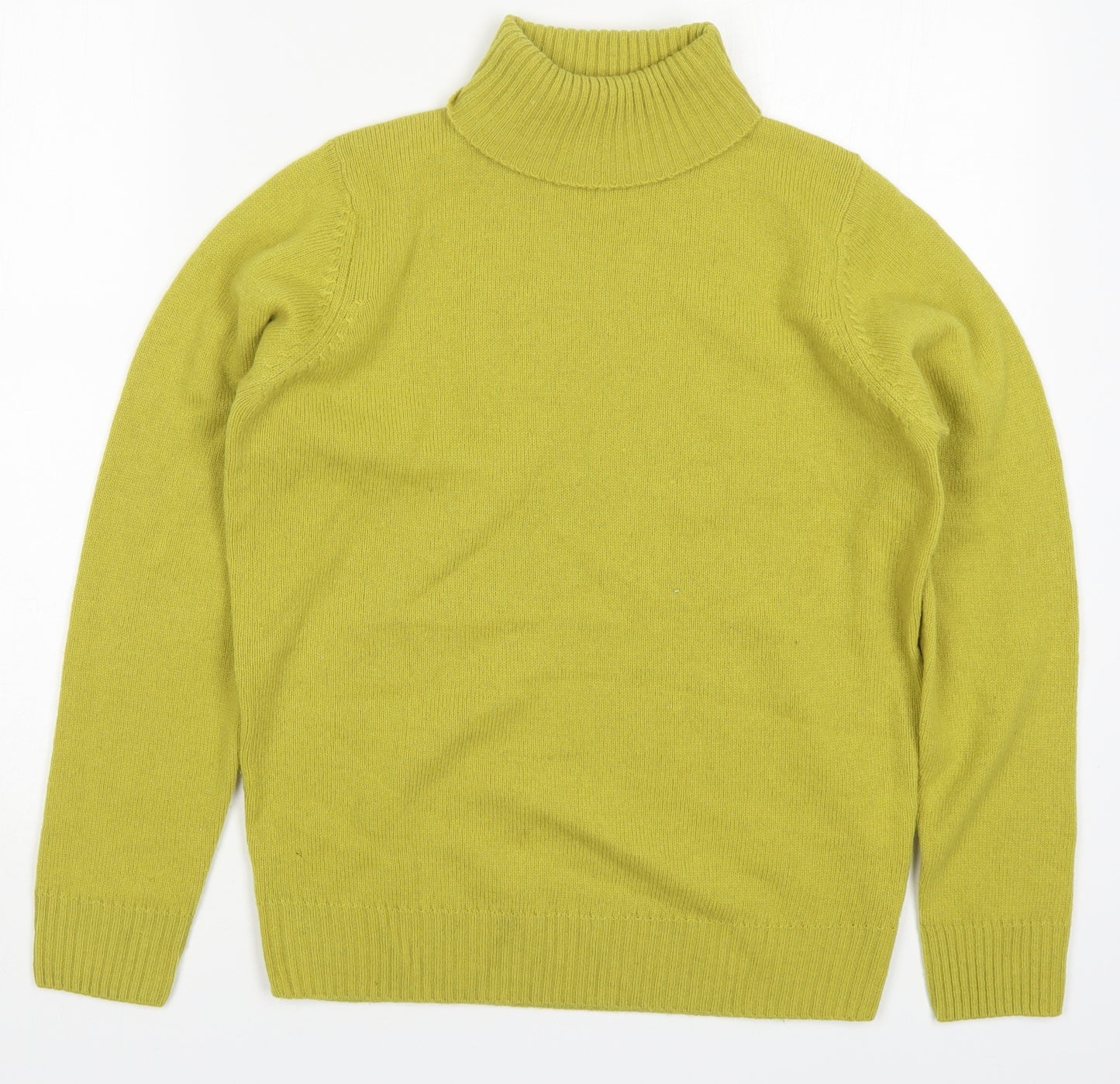 Isle Womens Green Roll Neck  Wool Pullover Jumper Size 10