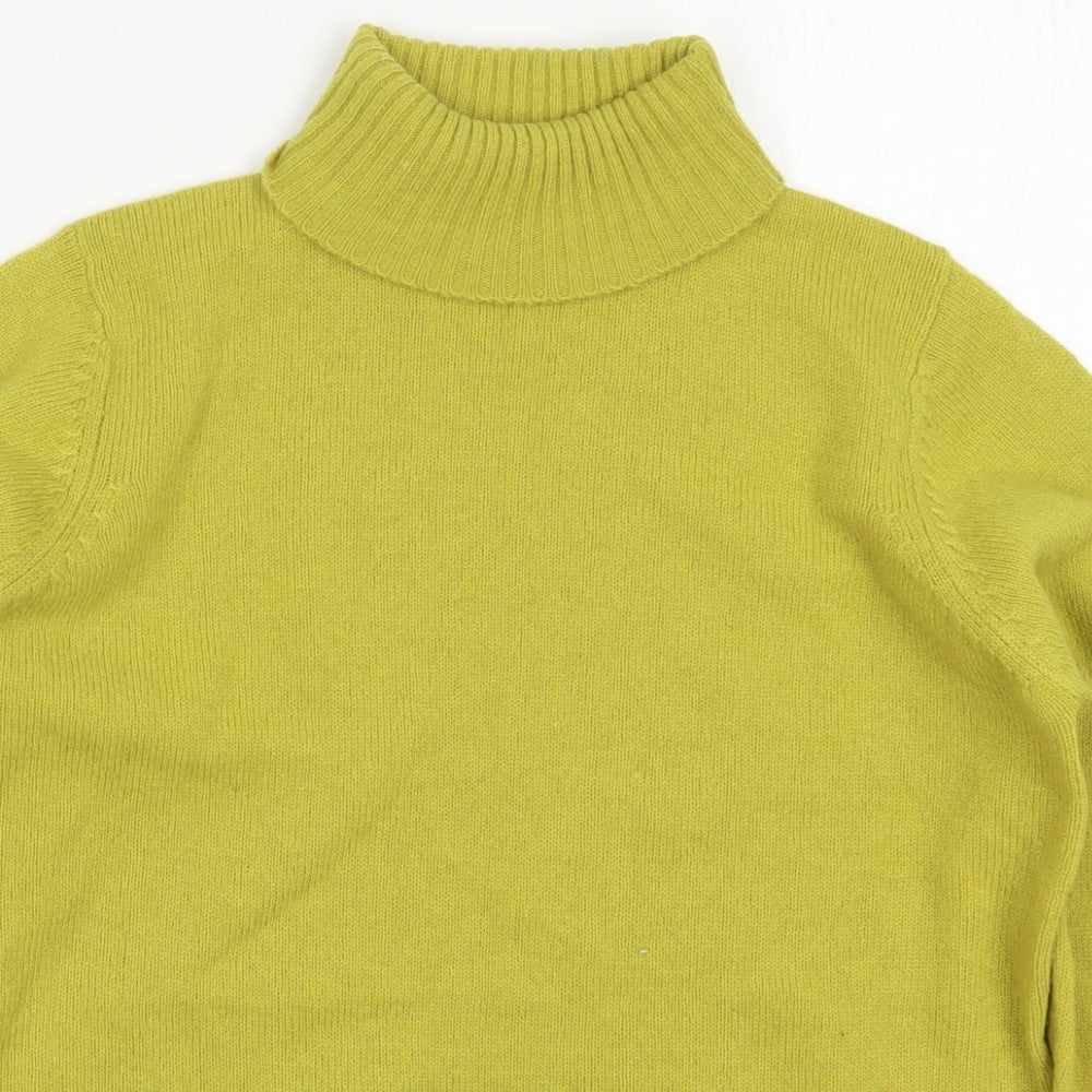 Isle Womens Green Roll Neck  Wool Pullover Jumper Size 10