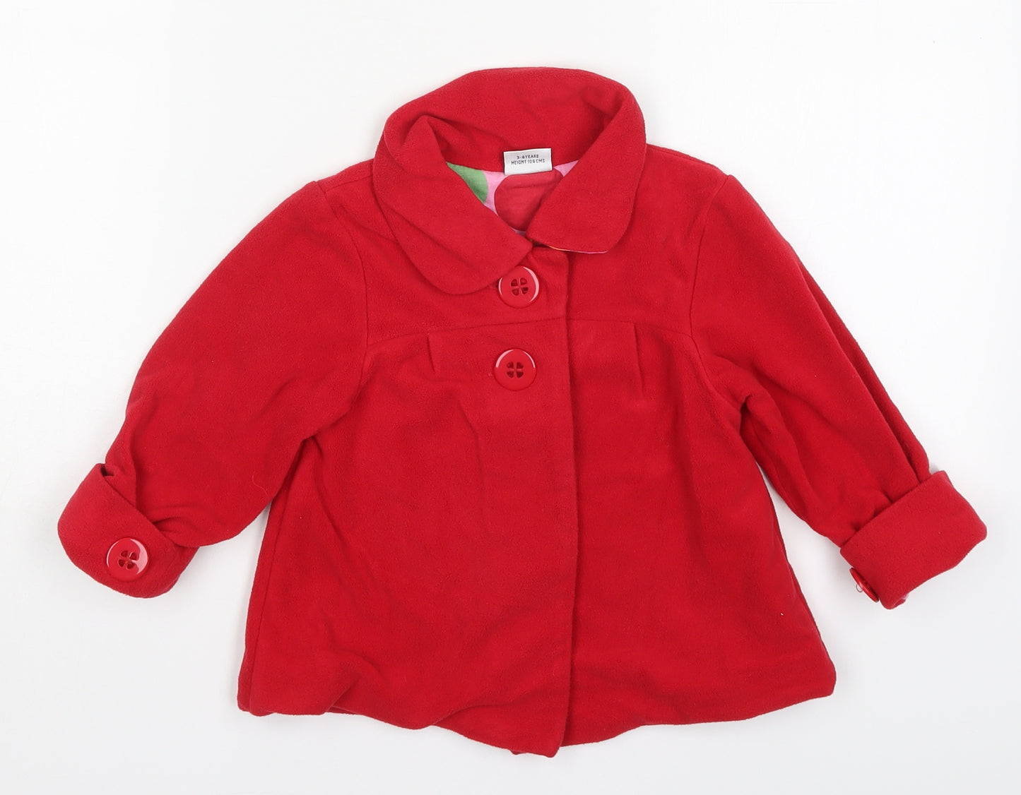 NEXT Girls Red   Pea Coat Coat Size 3-4 Years  Button