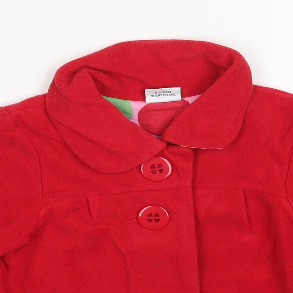 NEXT Girls Red   Pea Coat Coat Size 3-4 Years  Button