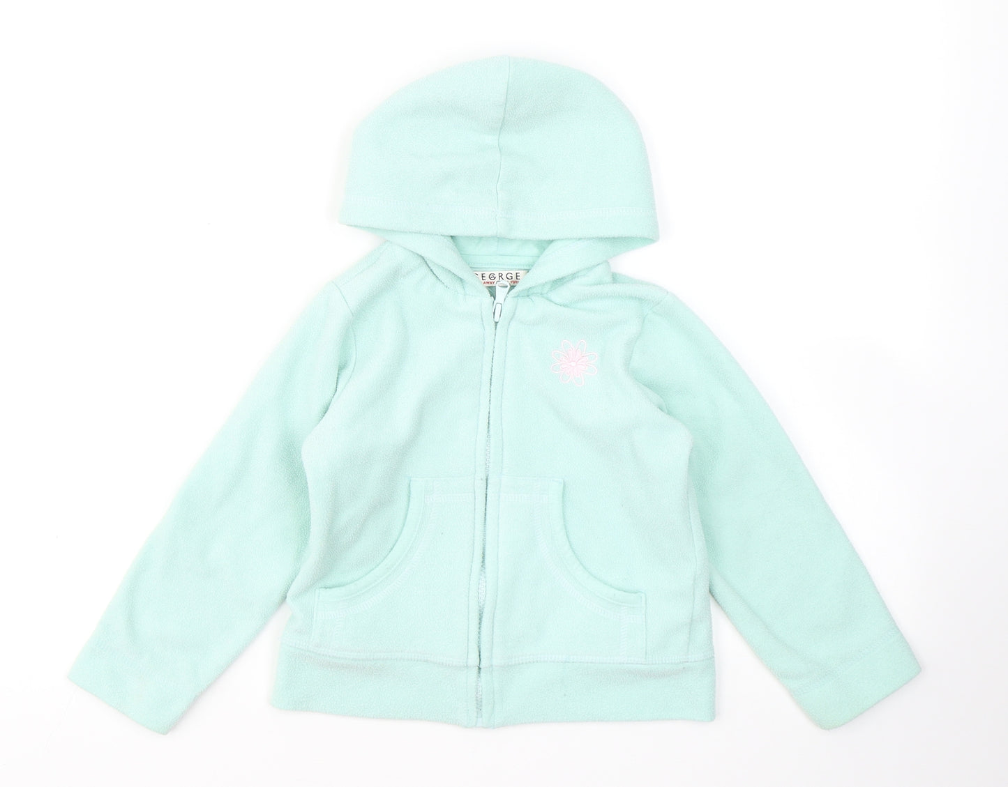 George Girls Blue  Polyester Full Zip Hoodie Size 3-4 Years  Zip