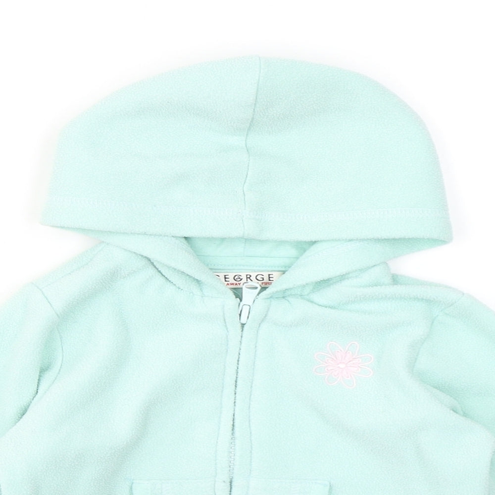 George Girls Blue  Polyester Full Zip Hoodie Size 3-4 Years  Zip