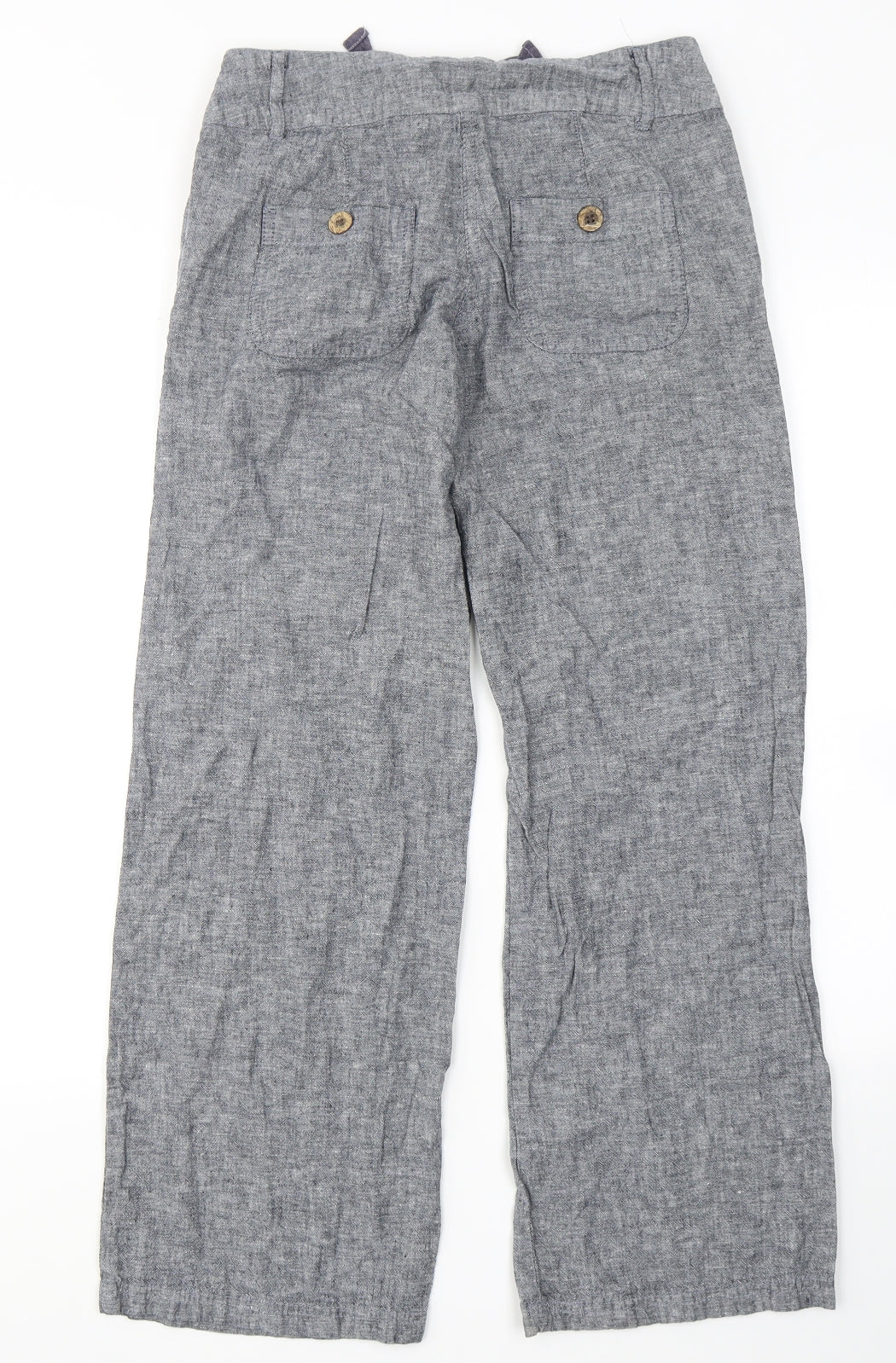 Petite Womens Blue  Linen Cargo Trousers Size 6 L26 in Regular Button
