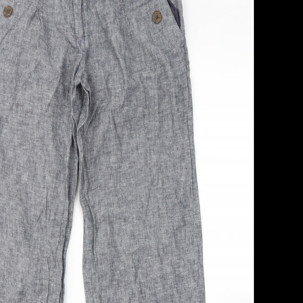 Petite Womens Blue  Linen Cargo Trousers Size 6 L26 in Regular Button