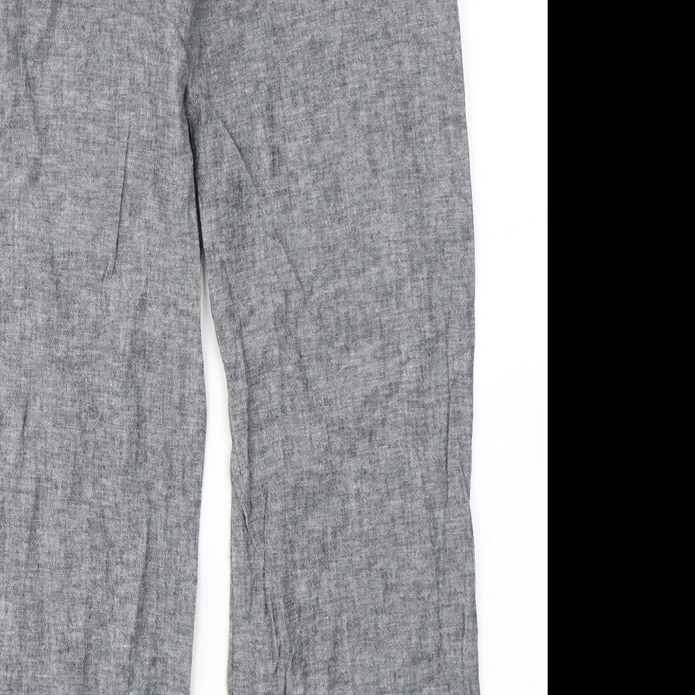 Petite Womens Blue  Linen Cargo Trousers Size 6 L26 in Regular Button
