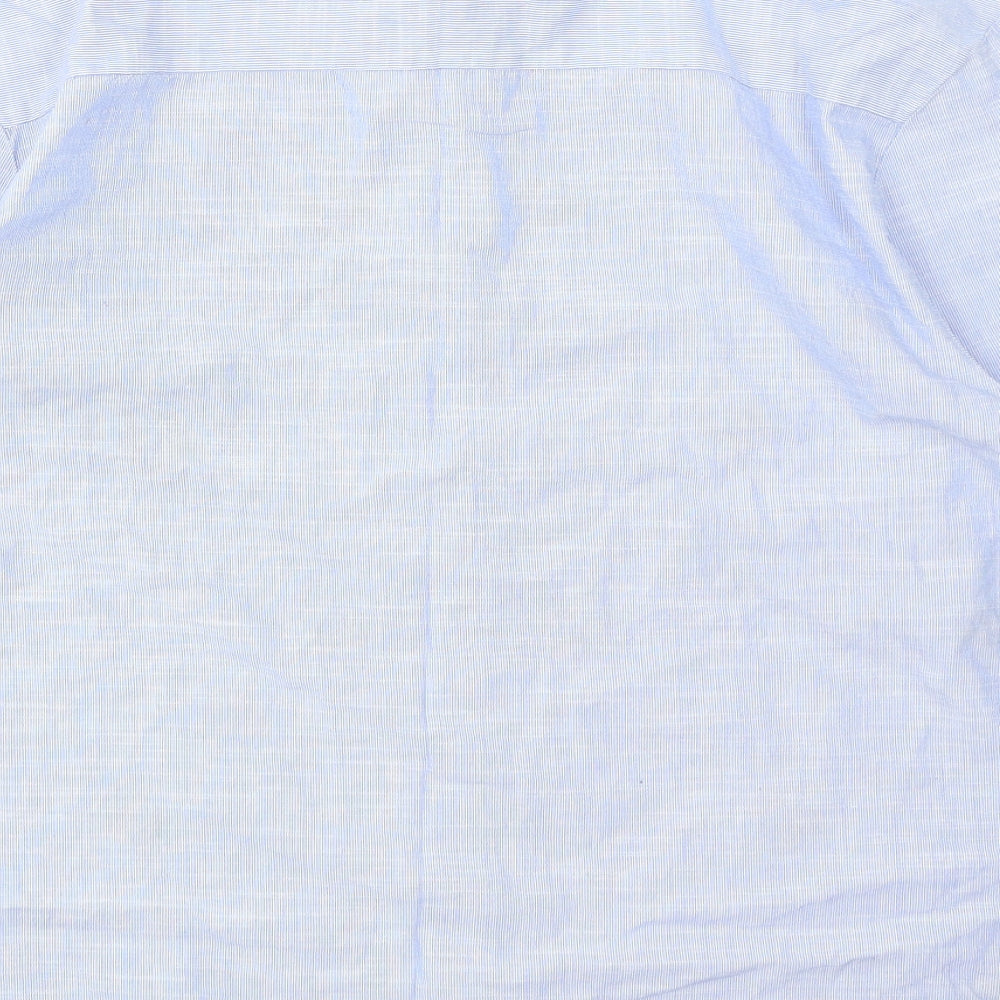 New Look Womens Blue Striped Cotton Basic Button-Up Size 10 Collared