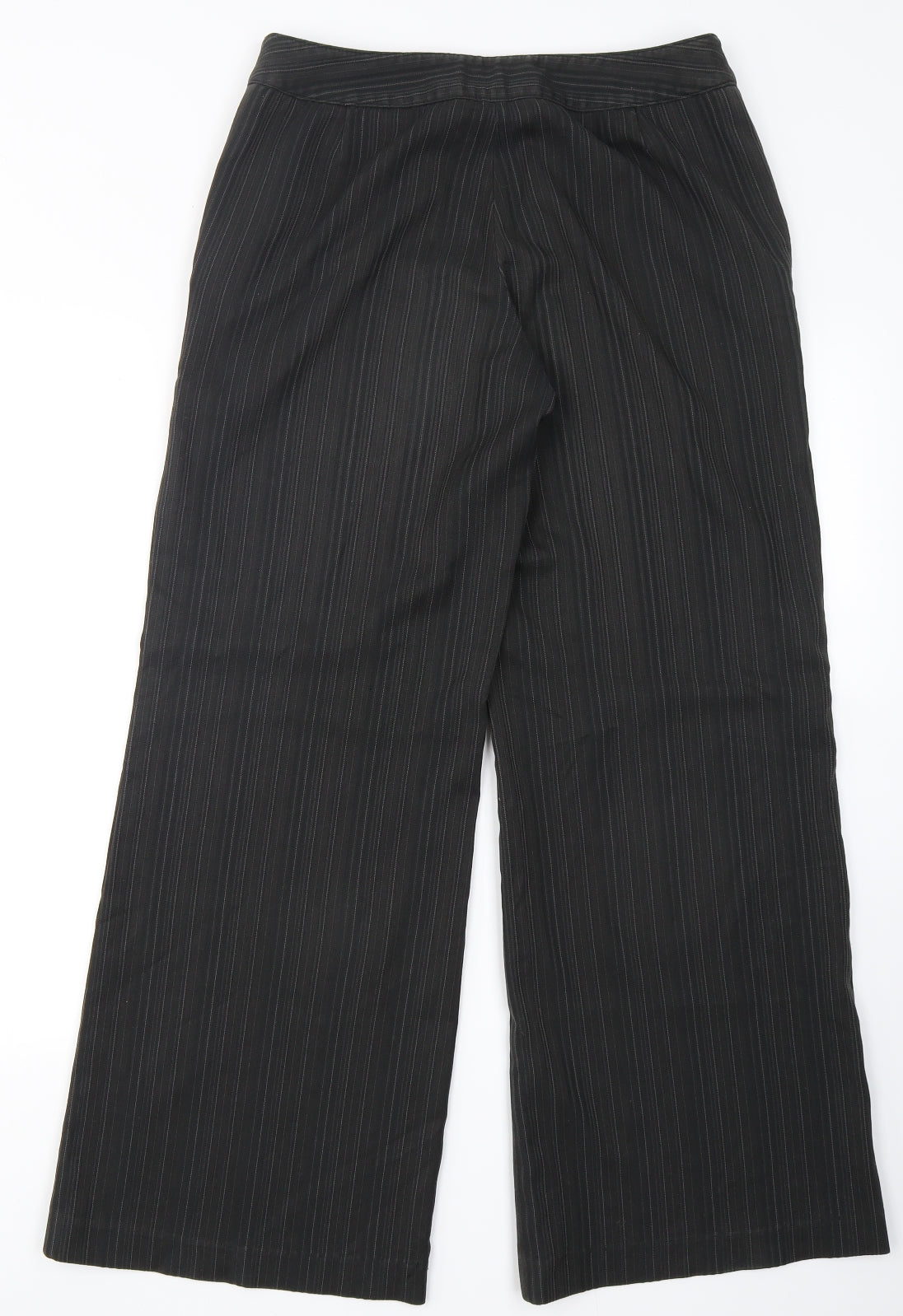 NEXT Womens Brown Striped Polyester Dress Pants Trousers Size 10 L28 in Regular Button