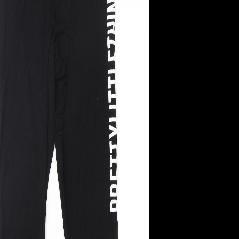 PRETTYLITTLETHING Womens Black  Viscose Capri Leggings Size S L28 in