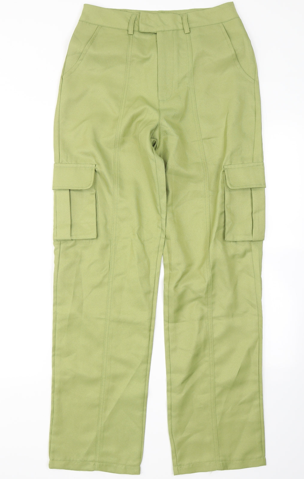 Missy Empire Womens Green  Polyester Cargo Trousers Size 8 L30 in Regular Hook & Eye