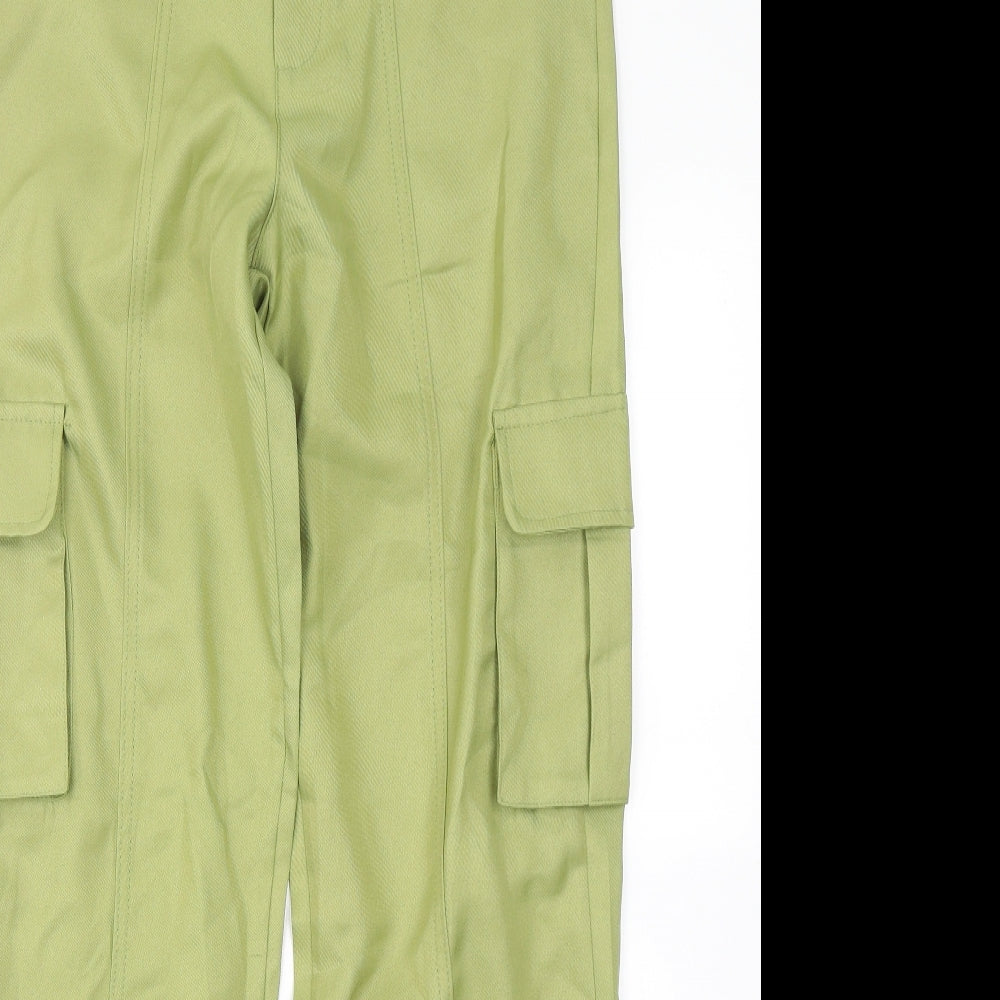 Missy Empire Womens Green  Polyester Cargo Trousers Size 8 L30 in Regular Hook & Eye