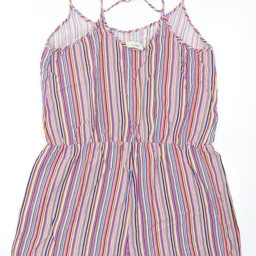 Papaya Womens Pink Striped Viscose Playsuit One-Piece Size 16