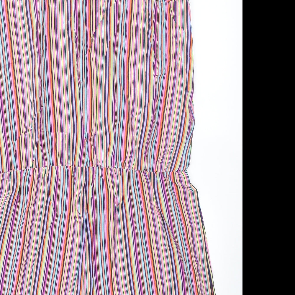 Papaya Womens Pink Striped Viscose Playsuit One-Piece Size 16