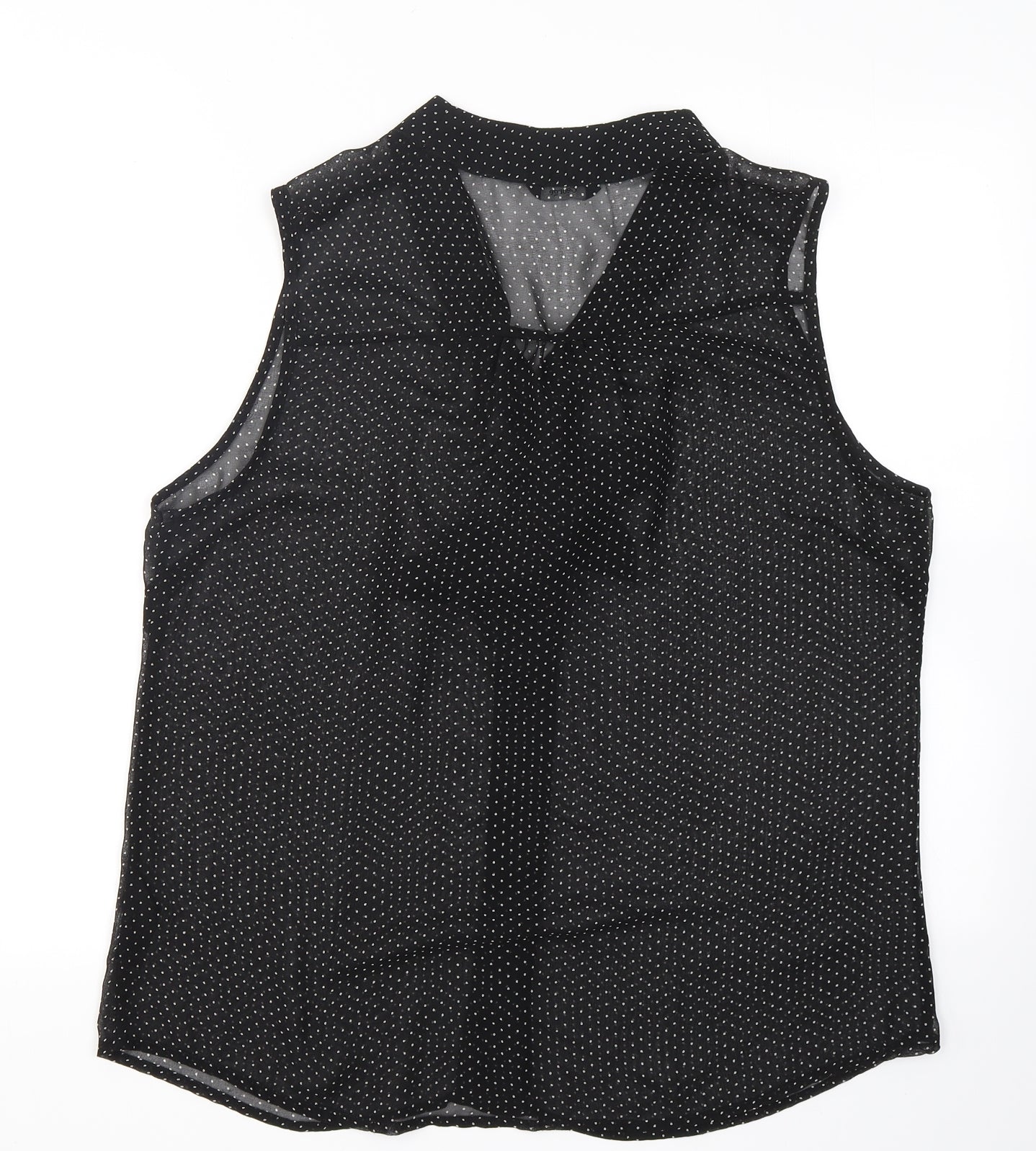 George Womens Black Polka Dot Polyester Basic Blouse Size 16 Round Neck - Tie Neck