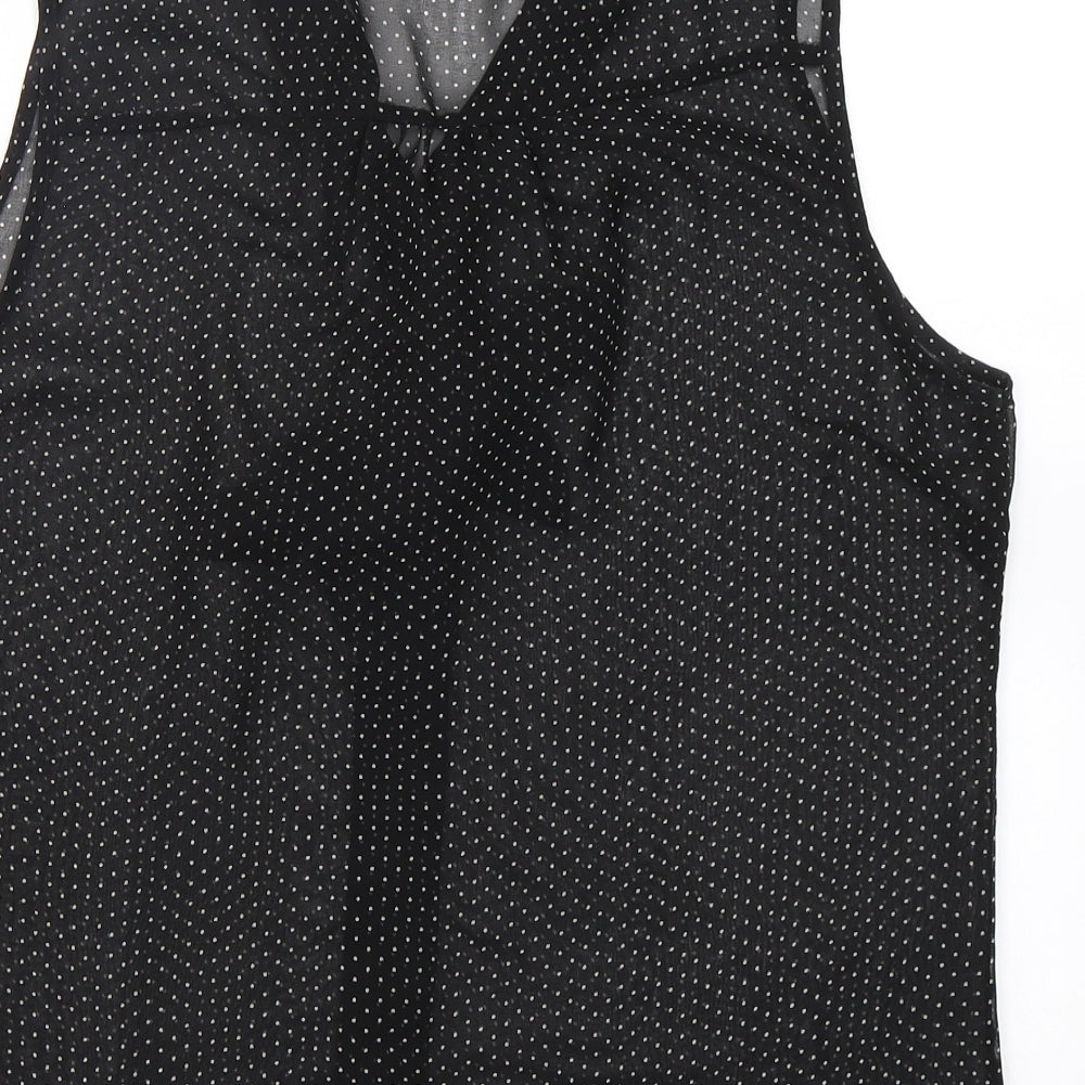 George Womens Black Polka Dot Polyester Basic Blouse Size 16 Round Neck - Tie Neck