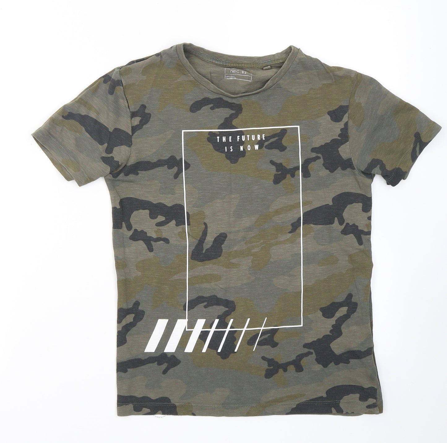 NEXT Boys Green Camouflage Cotton Basic T-Shirt Size 9 Years Crew Neck