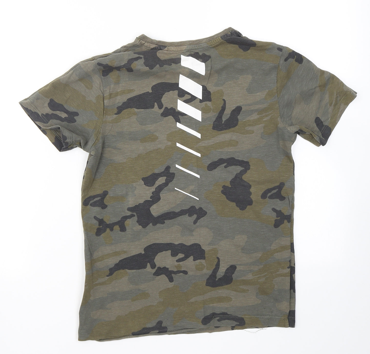 NEXT Boys Green Camouflage Cotton Basic T-Shirt Size 9 Years Crew Neck