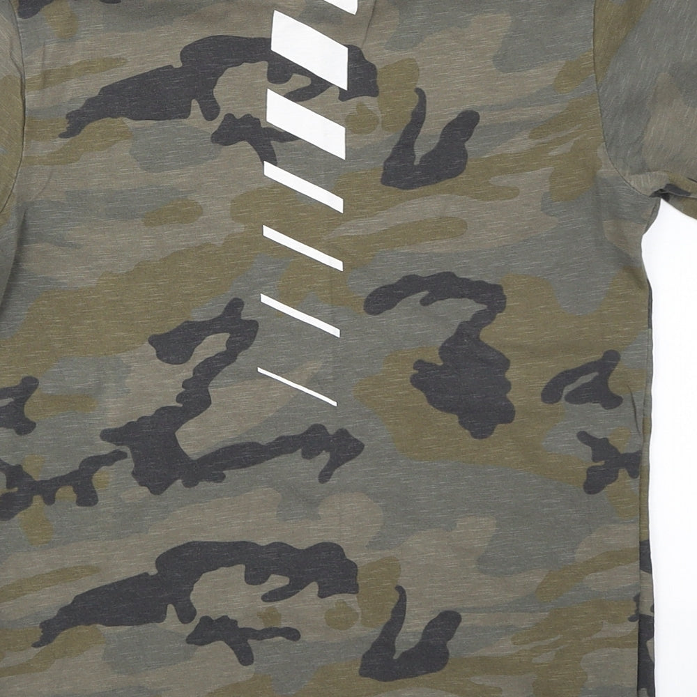 NEXT Boys Green Camouflage Cotton Basic T-Shirt Size 9 Years Crew Neck
