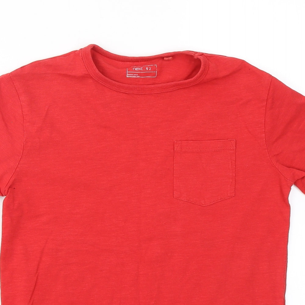 NEXT Boys Red  Cotton Basic T-Shirt Size 10 Years Crew Neck  - Chest Pocket