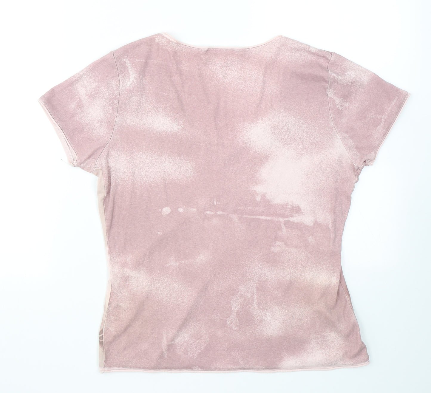 Principles Womens Pink Floral Cotton Basic T-Shirt Size 14 V-Neck