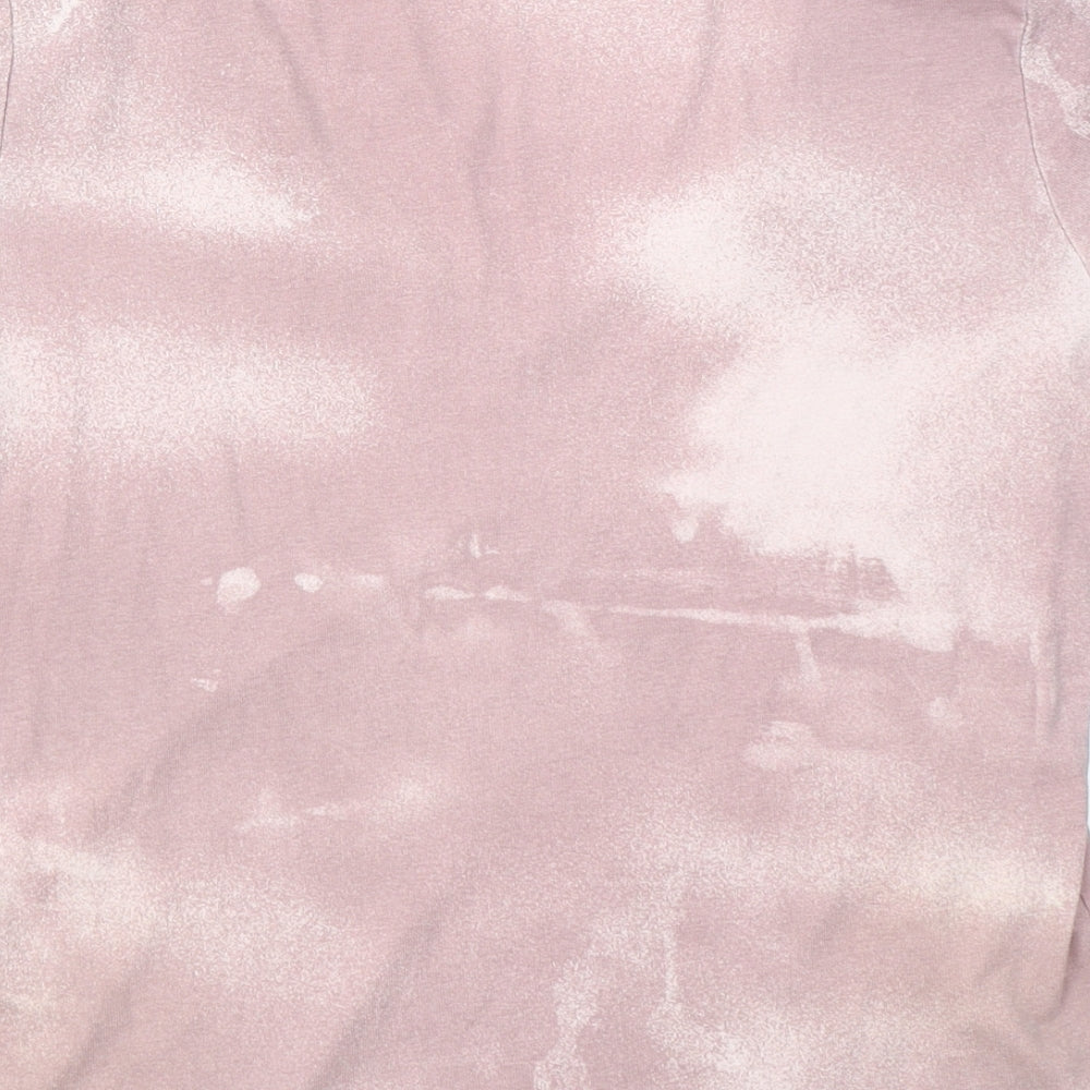 Principles Womens Pink Floral Cotton Basic T-Shirt Size 14 V-Neck