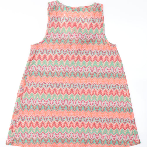 Papaya Womens Orange Striped Polyester A-Line  Size 10  Round Neck  - Beach wear