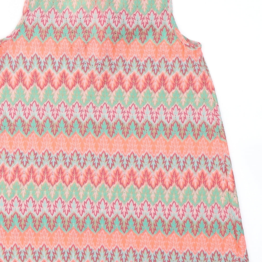 Papaya Womens Orange Striped Polyester A-Line  Size 10  Round Neck  - Beach wear