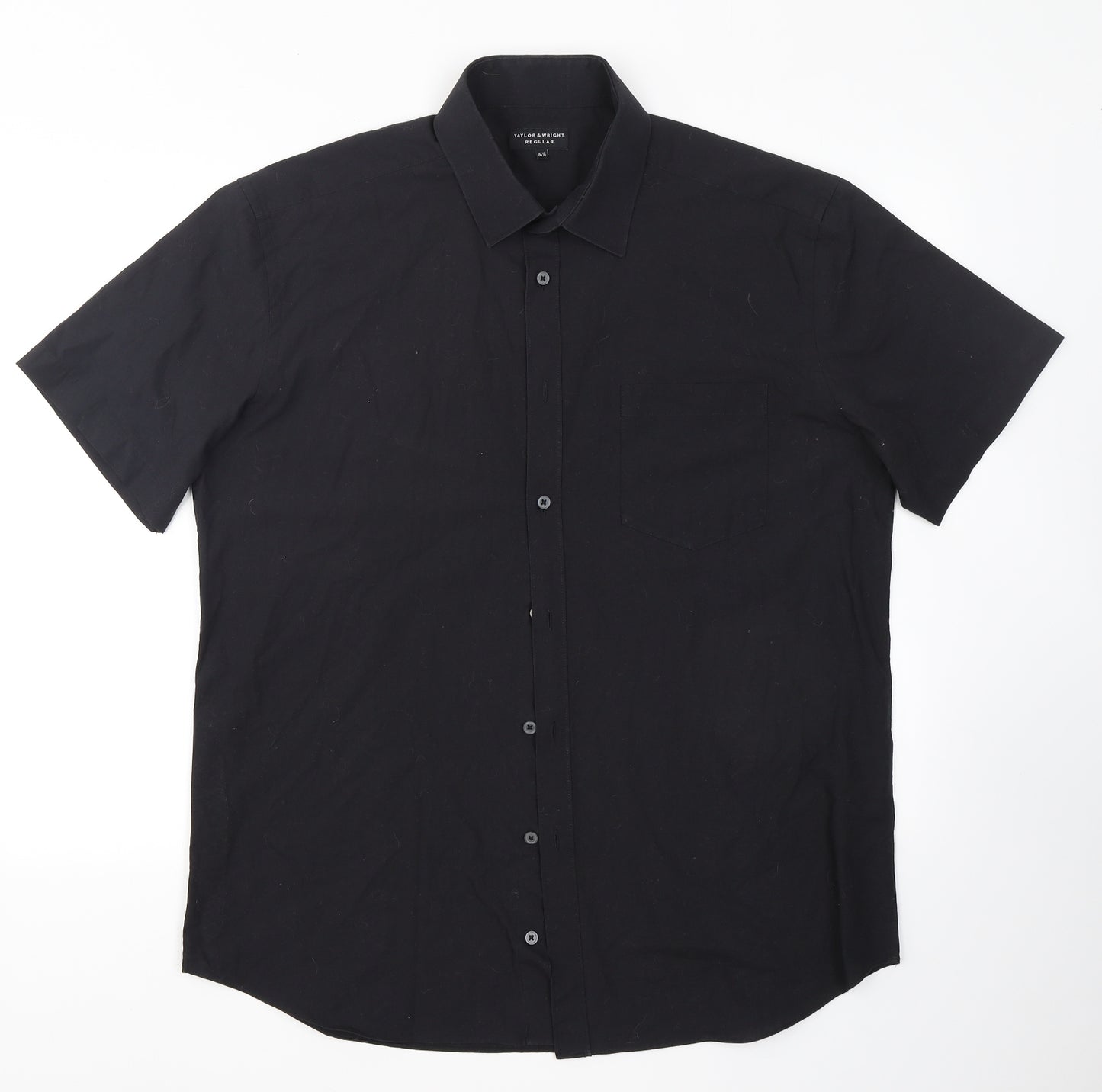 Taylor & Wright Mens Black  Polyester  Dress Shirt Size 16.5 Collared Button