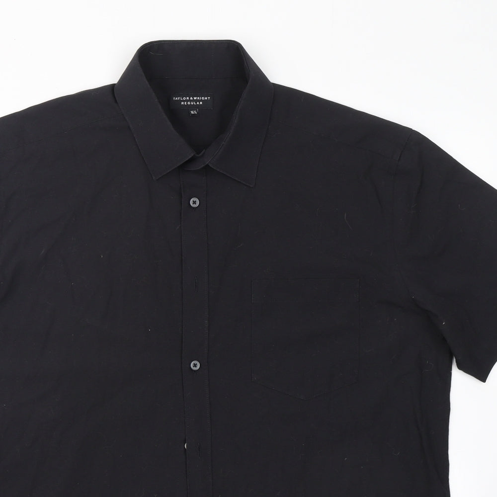 Taylor & Wright Mens Black  Polyester  Dress Shirt Size 16.5 Collared Button