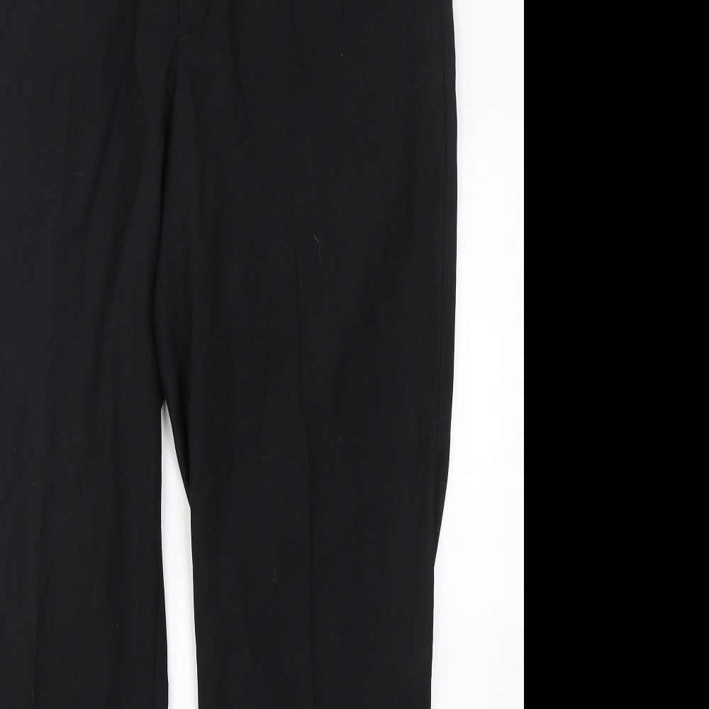 Taylor & Wright Mens Black  Polyester Dress Pants Trousers Size 36 in L31 in Regular Hook & Eye