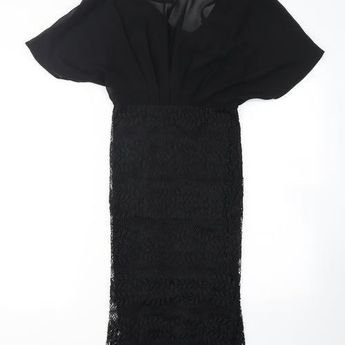 Girl In Mind Womens Black  Polyester Pencil Dress  Size 10  Crew Neck Zip