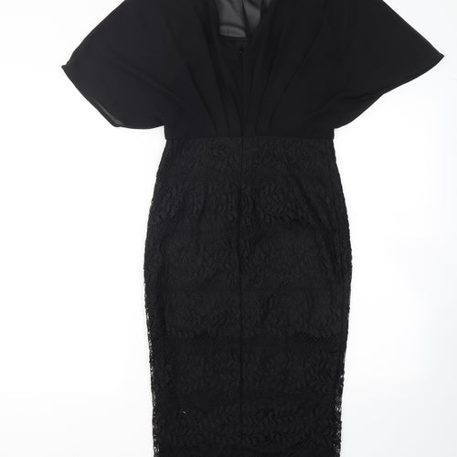 Girl In Mind Womens Black  Polyester Pencil Dress  Size 10  Crew Neck Zip