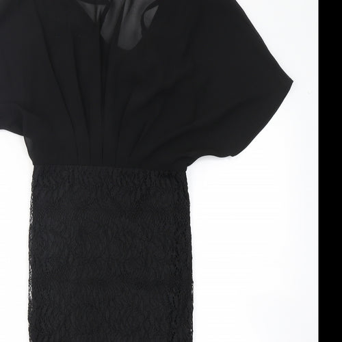 Girl In Mind Womens Black  Polyester Pencil Dress  Size 10  Crew Neck Zip